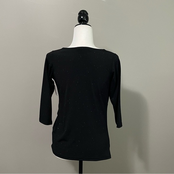 Sympli Side Twist Top 3/4 Sleeve Black Sparkle - Picture 10 of 14
